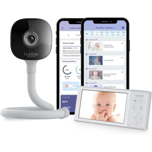 HUBBLE CONNECTED GoBaby AI Pro Baby Monitor Camera and Parent Unit w/ Covered Face & Rollover Alert, True Cry Detection, Sleep Trainer & More