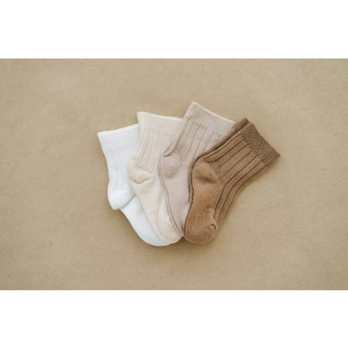 Newborn Socks Set 4 pcs. Earth Neutral Colors Cotton Baby Socks. Gender Neutral Outfit
