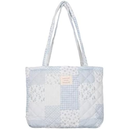 Floral Quilted Cotton Shoulder Bag for Women Daily Use Medium Size Handbag Large Capacity Thickened Design Tote