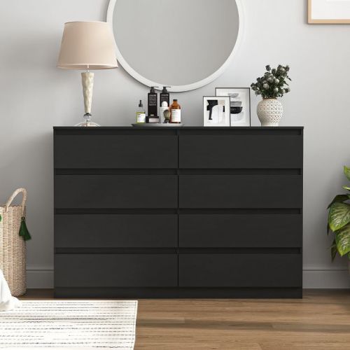 Resenkos 12 Drawer Wide Dressers for Bedroom, Modern Chest of Drawer Organizer, Black