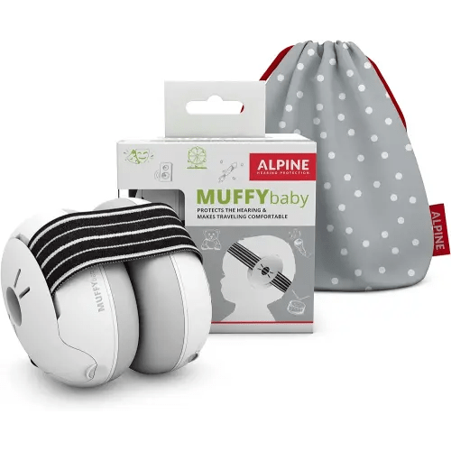 Alpine Muffy Baby Ear Protection for Babies and Toddlers up to 36 Months - CE & ANSI Certified - Noise Reduction Earmuffs - Comfortable Baby Headphones Against Hearing Damage & Improves Sleep - Black