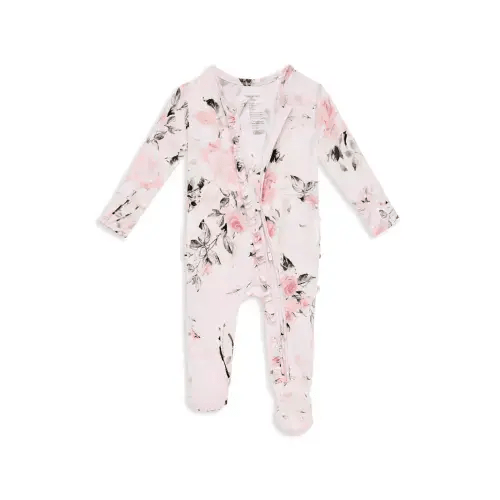 Girls' Vintage Pink Rose Ruffled Footie - 3-6 months