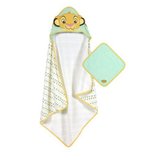 Disney Lion King Baby Hooded Towel & Washcloth, 2 Piece Bath Set