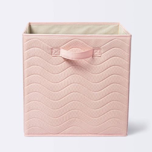 Quilted Fabric Cube Storage Bin - Light Pink - Cloud Island™