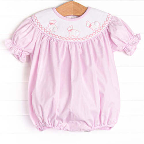 Baby Bunnies Smocked Bubble, Pink – Stitchy Fish