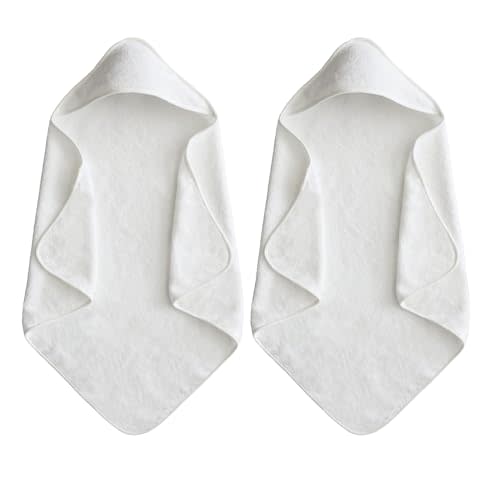 IFaryMes Baby Hooded Towels 31.5 * 31.5" Bath Towel for Newborn Toddler Infant Shower Gifts Ultra Absorbent Soft Bathrobe Blanket Boys and Girls (Snow-White)