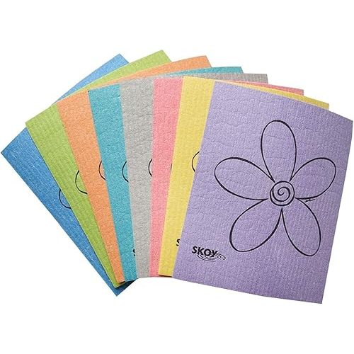 Skoy Cloth, 8-pack Versatile Swedish Dishcloths for Kitchen and Household Use, Reusable Cleaning Cloths, Planet-Friendly, Dishwasher and Dryer-Safe, Assorted Colors