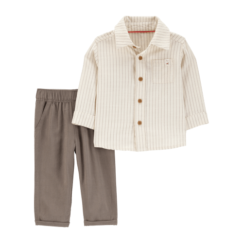 Baby 2-Piece Striped Button-Down Shirt & Pull-On Pant Set - Carter's | Carter's