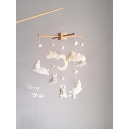 Baby Crib Mobile Bunny Mobile Crochet Mobile Crib Hase Mobile Rabbit mobile Gehäkeltes Mobile Nursery Decor Baby gift