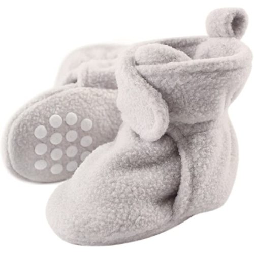 Luvable Friends Unisex Baby Cozy Fleece Booties - 0-6 Months Infant - Grey