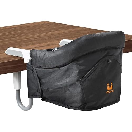 MTWML Portable High Chair for Table,Hook On High Chair That Attaches to Table,Space Saver Clip On Counter High Chair for Baby,Easy Clean Baby Feeding Seat with Carry Bag for Travel(Pure-Black)