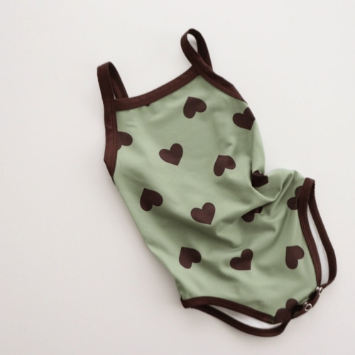 Baby Suspender Backless Love Swimsuit with Hat