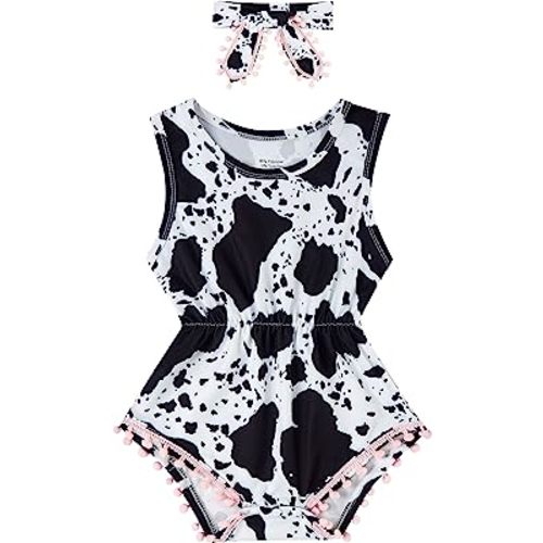 Baby Girl Clothes 0-24 Months Floral Sleeveless Newborn Romper Jumpsuit Outfit Set with Headband