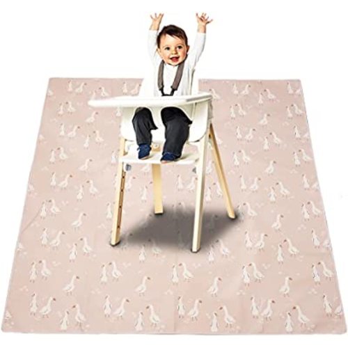 Splat Mat for Under High Chair/Arts/Crafts, Washable Baby Spill Mat Waterproof Anti-Slip Floor Splash Mat, Portable Baby Play Mat and Table Cloth (Goose, 43"x 43")