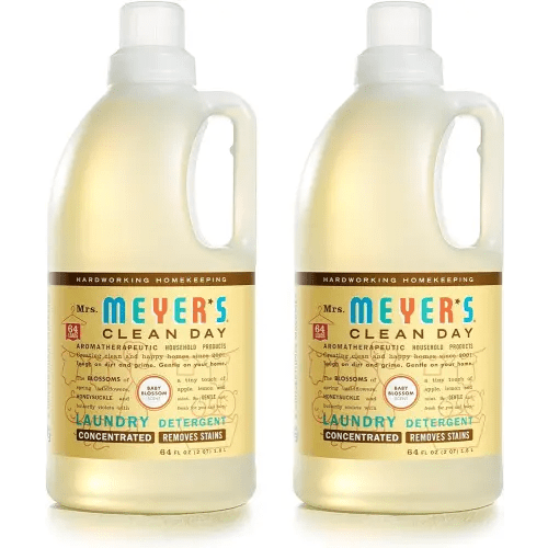MRS. MEYER'S CLEAN DAY Baby Laundry Detergent Liquid, Infused with Essential Oils, Baby Blossom, 64oz - Pack of 2 (128 Loads)