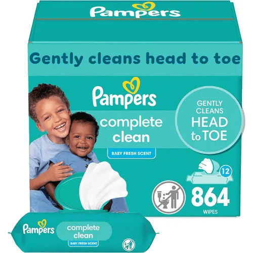 Pampers Baby Clean Wipes, Baby Fresh Scented Baby Wipes, 864 Baby Wipes Total (12 Flip-Top Packs)