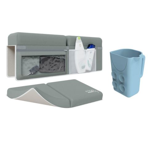Elan Baby Bath Kneeler & Elbow Rest Pad Set with Bathing Cup, Non-Slip Design, Includes 4 Toy Pockets – Waterproof and Easy to Clean