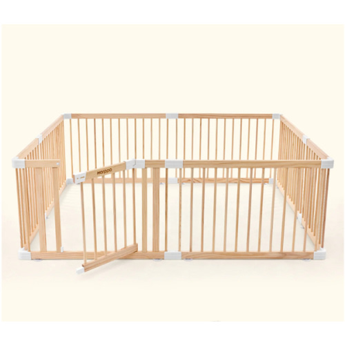 HARPPA Wooden Baby Gate Playpen | Non-Toxic Foldable DIY Adjustable Play Yard for Infants & Toddlers – Natural Finish Baby Fence for Small & Large Spaces