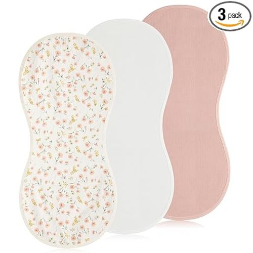 Hahafelt 3 Pcs Changing Pad Liners Fits in Peanut Shape Changing Pad Waterproof Diaper Mats Organic Cotton Peanut Mats are Warm on a Baby's Back, Washable Reusable(Beautiful Style,Pink)