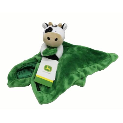 John Deere Baby Cuddle Snuggle Security Blanket Boy Girl Farm Animal Cow Pig Chick, GREEN