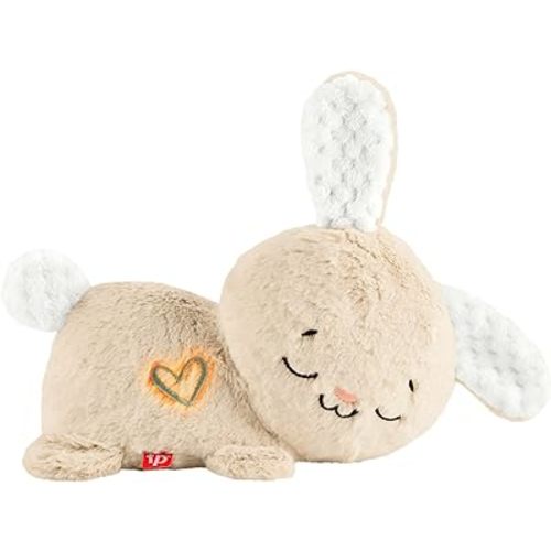 Fisher-Price Baby Sound Machine Soothe & Settle Bunny Portable Plush Toy with Music, Lights & Motion for Newborns