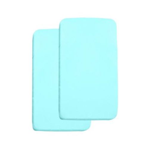 BreathableBaby All-in-One Fitted Sheet & Waterproof Cover, For 36" x 18" Cradle Mattress (2-Pack), Aqua