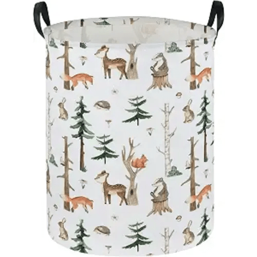 Sanjiaofen Kids Laundry Hamper,Animal Laundry Basket Collapsible Woodland Storage Baskets for Home Decor,Office,Home Organizer,(Woodland animal