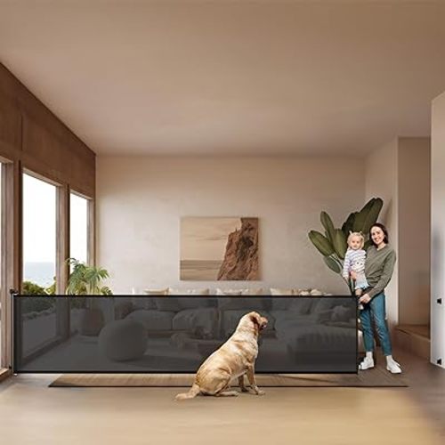 Retractable Baby Gates Outdoor - Retractable Gate 118" Wide with Travel Bag & Secure Screw Mounts - Safety Gates for Toddlers/Pets, Extra Wide for Decks Stairs Doorway Kitchen
