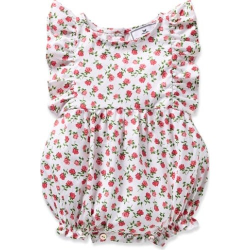 Rose Print Ruffle Twill Bubble Romper