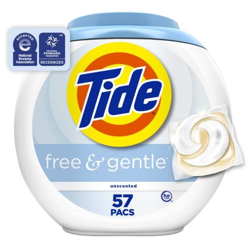 Tide Pods HE Compatible Laundry Detergent Pacs - Free & Gentle - 45oz/57ct