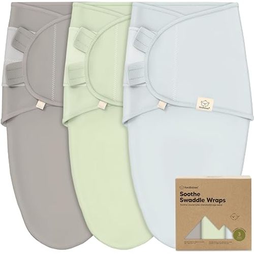 3-Pack Organic Baby Swaddle Sleep Sacks - Swaddles for Newborns, Infant 0-3 Months, Baby Girls, Boys, Soft & Snug Newborn Sleep Sack, Nursery Swaddling Blankets (Ripple, OS)