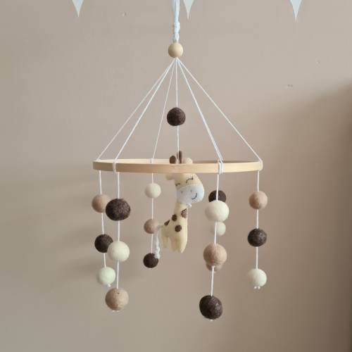 giraffe baby mobile, neutral nursery mobile, hanging decor for baby, newborn welcome gift, baby shower gift, baby boy mobile