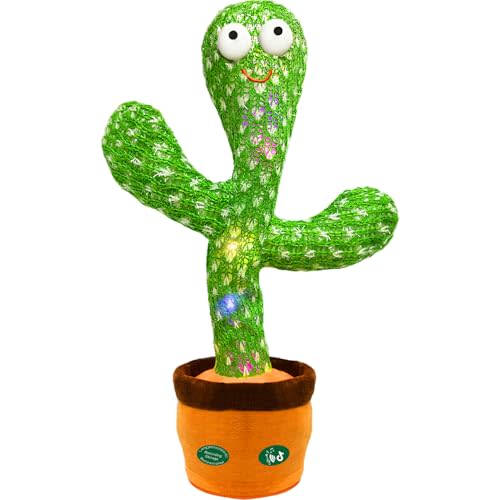 Hunfur Talking Cactus Toy That Talks Back,Volume Adjustment Dancing Mimicking Cactus Baby Toy,Singing Repeat What You Say Record Sunny Cactus Mimics Back, Light Up Christmas Funny Gift for Boys Girls