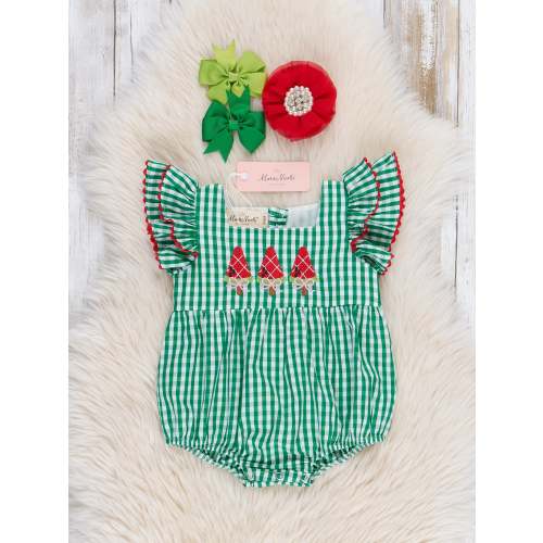 Watermelon Treats Gingham Ruffle Bubble