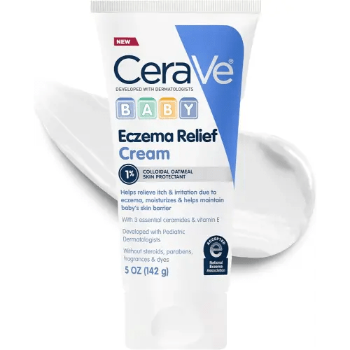 CeraVe Baby Eczema Relief Cream, 1% Colloidal Oatmeal Cream With Vitamin E & Ceramides, Soothes & Calms Itchy Skin, Developed With Pediatric Dermatologist, Fragrance Free, 5oz