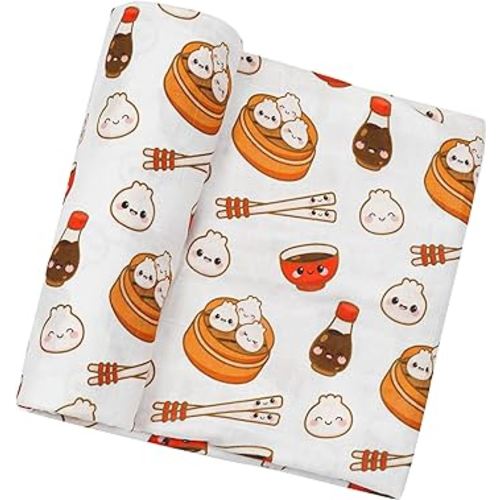 Muslin Swaddle Blanket for Unisex, Soft Breathable and Skin-Friendly Baby Swaddles for Boys & Girls, Newborn Receiving Blanket, Dumpling Bao Blankets Babies, Kawaii Large 42 x 47 inches