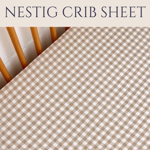 Khaki Check Nestig Crib Sheet Gift for Baby Shower Gift Baby Girl Taupe Gingham Bedding Gender Neutral Baby Mini Sheet Cottage Core Nursery