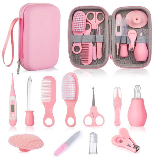 Lictin Baby Grooming and Health Kit, Infant Hygiene Nursery Set, Medical Care Kit, Pink