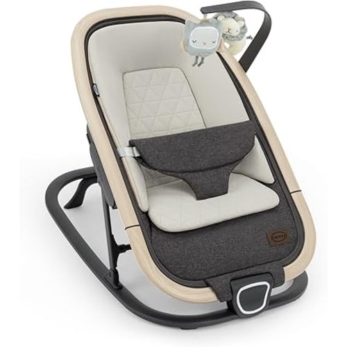 Noah 2-in-1 Baby Bouncer Seat, Portable Baby Rocker Chair for Infants 0-9 Months, One-Hand Recline, Newborn Cushion, Plush Toys, Charcoal