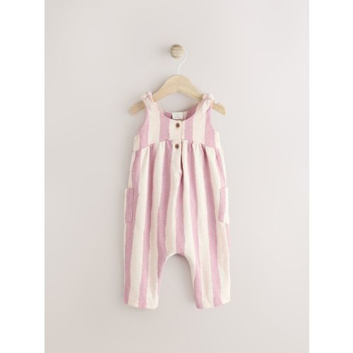 Pink/White Stripe Baby Long Leg 100% Cotton Rompersuit (0mths-3yrs)
