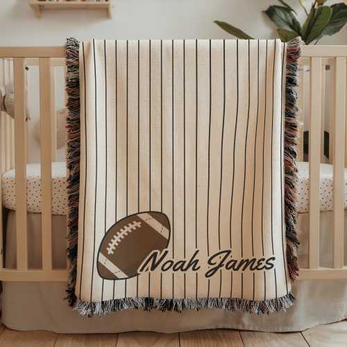 Personalized Football Baby Blanket: Vintage Sports Nursery Decor game day blanket