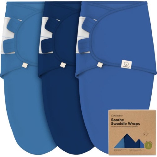 KeaBabies 3-Pack Soothe Swaddle Wraps, Medium, Frost