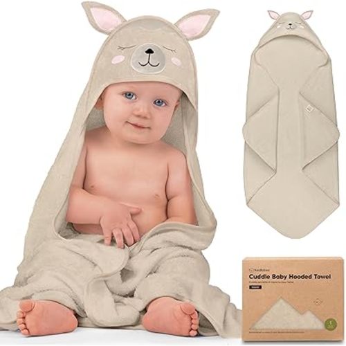 KeaBabies Baby Hooded Towel - Viscose Derived from Bamboo Baby Towel, Toddler Bath Towel, Infant Towels, Large Hooded Towel, Organic Baby Towels with Hood for Girls, Babies, Newborn Boys (Alpaca)