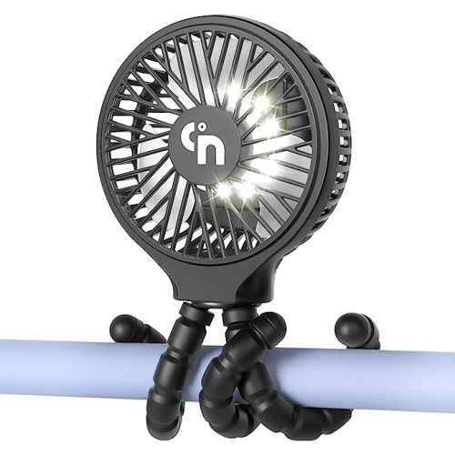 WiHoo 5200mAh Stroller Fan with LED Lights,Portable Fan for Car Seat Baby Stroller Fan with Flexible Tripod 3 Speeds for Golf Cart Crib Bike Treadmill - T4-01