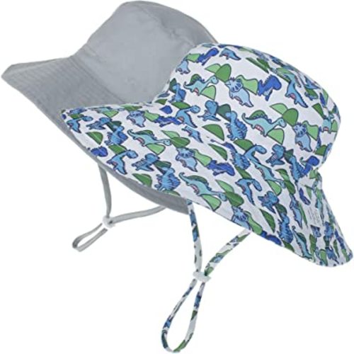 MaxNova Baby Sun Hat Toddler Summer UPF 50+ Baby Girl Bucket Hat Wide Brim Beach Hats for Baby Boys 0-7 Years 2pack
