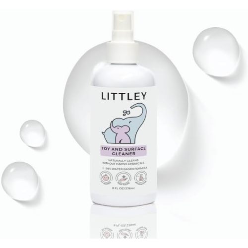 Littley Toy & Surface Cleaner with Hypochlorous Acid, Fragrance-Free, Made Without Ammonia, Bleach, Phosphates, Phthalates, or Dyes, 8oz Spray Bottle
