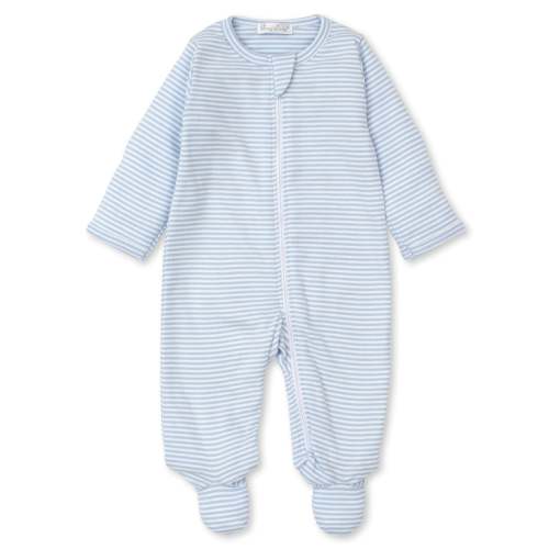 Classic Rib Blue Stripe Zip Footie