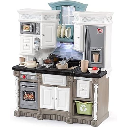 Step2 Lifestyle Dream Kitchen Set for Kids, Indoor/Outside Pretend Play Kitchen, Toddlers 2+ Years Old, Lights and Sounds, 37 Piece Kitchen Toy Set, Easy Assembly
