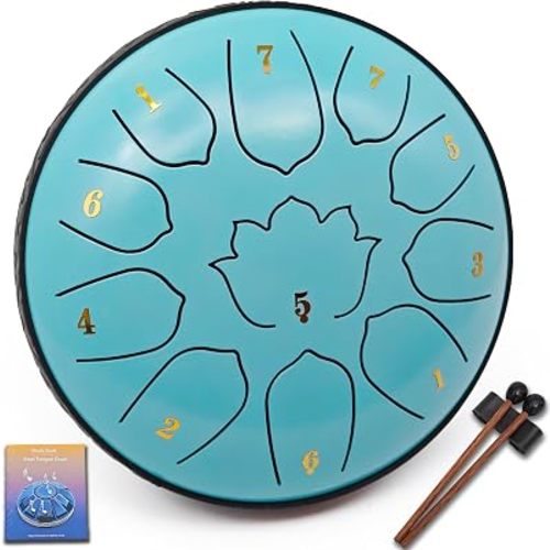 6.5-Inch 11-Note Steel Tongue Drum, Rain Drum for Outside and Garden, Musical Gift for Family and Friends, Great for Music Learning, Yoga and Meditation