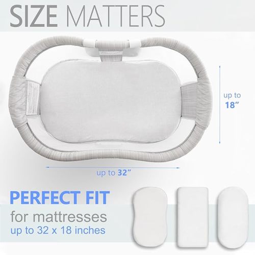 VOLHA&CO Bassinet Fitted Sheets 32" x 16" - 100% Cotton Jersey Knit - 3-Pack White